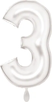 Produktbild von Folienballon Zahl 3 Perlmutt Weiß 86cm