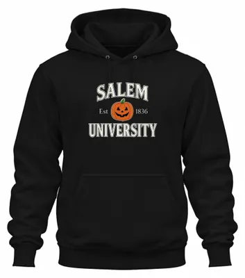 Zdjęcie produktu dla Salem University Halloween Pumpkin Jack O Lantern Vintage Retro Uni Bluza z kapturem, Czarny, XXL