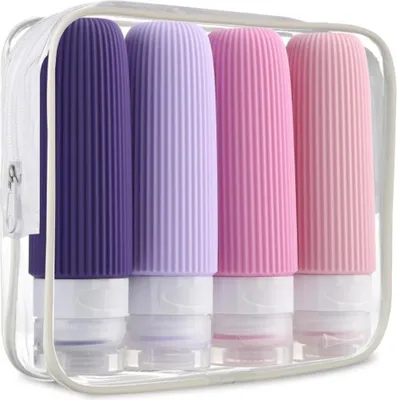 Obrázek produktu pro ECARLA - Sada silikonových nádobek, různobarevné cestovní lahvičky, 4x90 ml