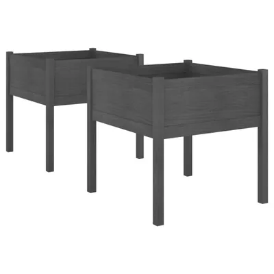 Zdjęcie produktu dla Donice Ogrodowe, 2 Szt., Szare, 70X70X70 Cm, Drewno Sosnowe Lumarko!