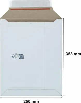 Produktbild von Kartonumschlag 250 x 353 mm, weiß, B4, fester Versandumschlag