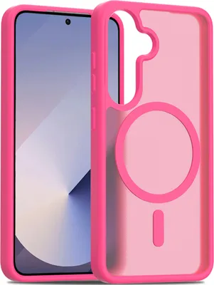 Image de Etui magnétique pour Samsung Galaxy S25 / S24, compatible MagSafe, dos transparent mat, résistant aux chocs Rose