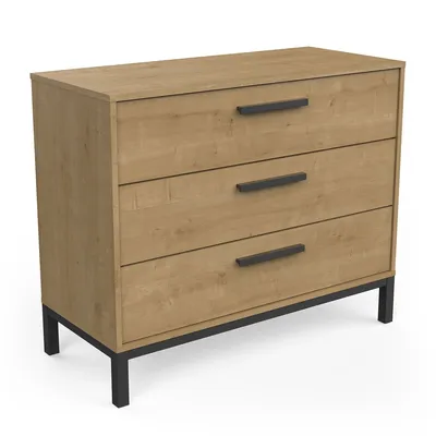 Produktbild von Kommode "CRAFT" - Holz - 3 Schubladen - Braun/Schwarz