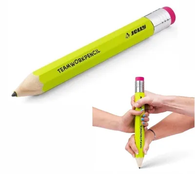 Produktbild von Jolly XXL Riesenstift 35 cm – Gigantischer Bleistift für Teamarbeit (Ø 33 mm, 6 mm Graphitmine, Holz, grün) – Fördert Kreativität & Zusammenarbeit, ab 3 Jahren, CE & EN71