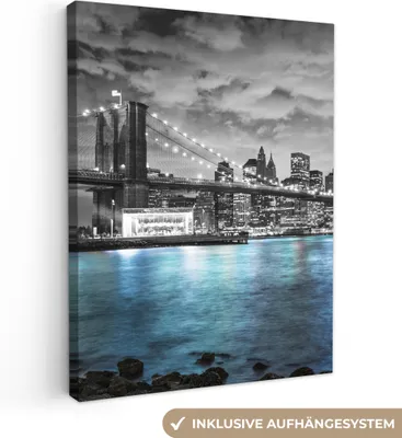 Obrázok produktu pre MuchoWow® - Plátno - New York - Panoráma - Mesto - Modrá, nástenný obraz, nástenné dekorácie obrazy obývacia izba, 60x80cm