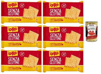 Produktbild von Saiwa Oro Biscotti, senza Glutine, Gluten -freie Kekse, gluten free biscuits, Ideal für ein glutenfreies Frühstück, 6x 200g + Italian Gourmet polpa 400g