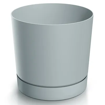 Produktbild von GRAUER BLUMENTOPF 24cm Topf mit Untersetzer CLIC+DROP SYSTEM POLIERTES PRODUKT