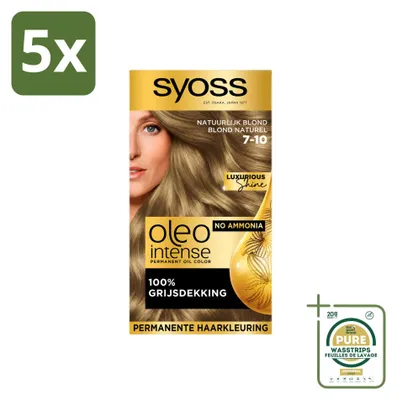 Productafbeelding van 5 x Syoss Oleo Intense 7-10 Permanente Haarkleuring - Natuurlijk Blond - Verpakking met 5 stuks