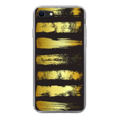 Produktbild von MuchoWow® Handyhülle Schutzhülle Hülle für iPhone 7 Goldene Streifen auf schwarzem Hintergrund Silikon Softcase Handy Hülle - Kartenhalter