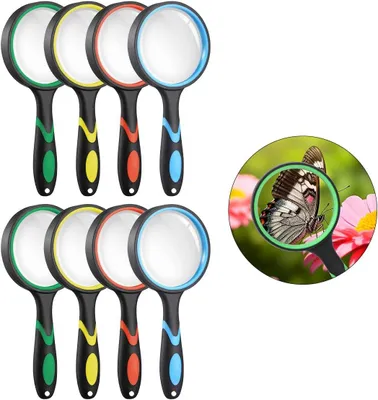 Obrázok produktu pre Ručná lupa 75 mm, 8 kusov, 10x zväčšenie, sklo, na čítanie