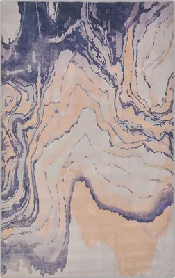 Obrázek produktu pro BELIANI Koberec béžový s modrým 140 x 200 cm, nízký vlas, abstraktní potisk, obdélníkový, extravagantní design