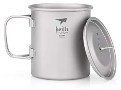 Produktbild von Titan Tasse Outdoor Camping Reisen Faltbare Griff Tasse Grau 300 ml / 900 ml Ultraleicht