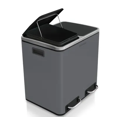 Produktbild von Karat Tretmülleimer Felix Trennsystem Dunkelgrau 2 x 15 Liter (30 Liter)