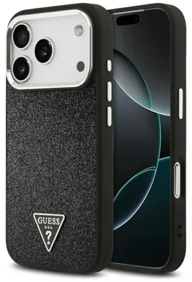 Obrázok produktu pre Guess – Glitter Triangle Logo MagSafe puzdro na iPhone 17 Pro – čierne