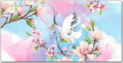 Produktbild von Coloray Bild aus Leinwand 100x50 Leinwand Dekoration - Blumen Zweige Tier Vogel