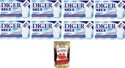 Produktbild von 8x Diger Selz: Brauseantacida-Pulver, klassischer Geschmack+ Italian Gourmet polpa 400g