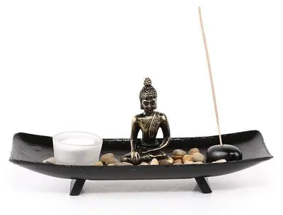 Image de lachineuse – Support d'encens avec bougeoir en forme de Bouddha – Décoration zen pour