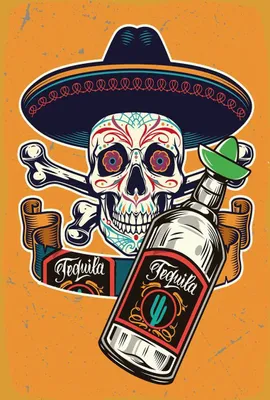 Produktbild von vianmo Holzschild 18x12 cm Totenkopf Tequila Alkohol