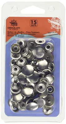 Edelstahl-Knöpfe, 15 Stück, Ø 17 mm, mit Montagezange