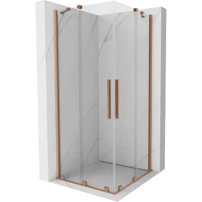 Produktbild von Mexen Velar Duo ausziehbare Duschabtrennung 80 x 80 cm, transparent, Kupfer gebürstet - 871-080-080-02-65