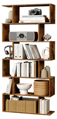 Produktbild von Bücherregal mit 6 Ebenen, 24 x 70 x 191,6 cm, freistehend, für Wohnzimmer, Schlafzimmer und Büro, vintagebraun