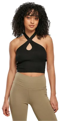 Obrázok produktu pre Dámske tričko Urban Classics Ladies Rib Knit Crossed Neckholder Top black - 3XL