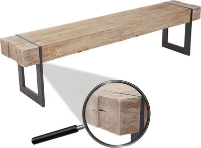 Obrázek produktu pro Lavice HWC-A15, lavice do jídelny, jedlové dřevo rustikální masiv s certifikátem MVG  přírodní barva 195cm