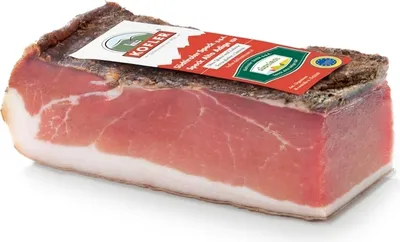 Imagen del producto de Speck del Tirol del Sur, I.G.P., pieza central al vacío, aproximadamente 475 gramos - Kofler Delikatessen
