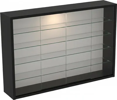 Immagine prodotto di VDD – Vetrina – Vetrina con vetro – Vetrina con illuminazione a LED – Vetrinetta - 75 x 14 x 55 cm - Nero