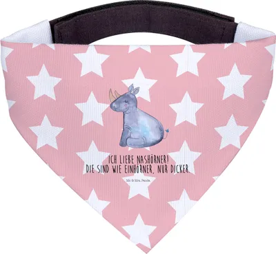 Produktbild von Mr. & Mrs. Panda Halstuch Einhorn Nashorn - Rot Pastell - Geschenk, Witzig, Lustig, Glitzer, Unicorn, Für Hunde, Hund, Zoo, Tuch, Regenbogen, Hundehalstuch