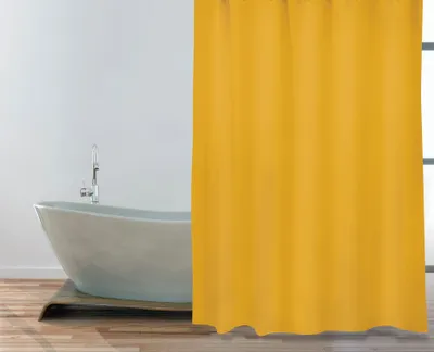 Produktbild von MSV Premium Anti-Schimmel Textil Duschvorhang - Anti-Bakteriell, waschbar, 100% wasserdicht - Polyester, „Safran Gelb“ 180x200cm