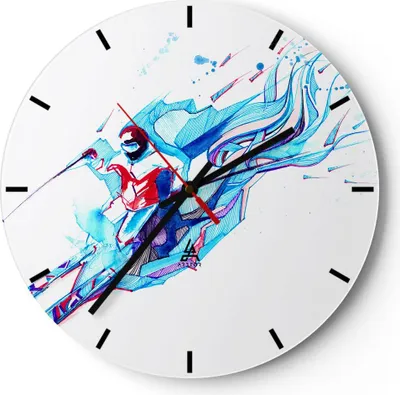 Produktbild von Wanduhr - Rund - Glasuhr - Action Sport Aktivität - 30x30cm - Schleichendes Uhrwerk - Lautlos - zum Aufhängen bereit - Dekoration Modern - Wanddekoration aus Glas - C3AR30x30-3058