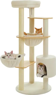 Image de Arbre à chat, design à plusieurs niveaux, lits confortables, AMT0289BG, L