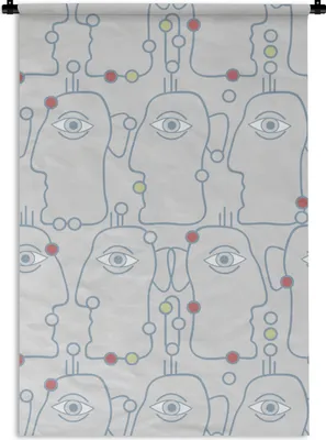 Produktbild von MuchoWow® Wandteppich Wandbehang Strichzeichnung - Gesicht - Muster 90x135 cm Tapisserie Dekoration Wandtuch - Baumwolle - Wandskulptur
