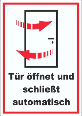 Produktbild von Tür öffnet und schließt automatisch Aufkleber A5 (148x210mm)