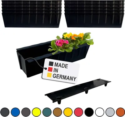 Produktbild von BURI 10 Euro-Paletten Blumenkästen-Einsätze inkl. Bewässerungsmatte | 37,3cm Schwarz | Pflanzkasten für Europalette Palette | Balkonkasten | Blumentopf | aus stabilen Kunststoff | Germany