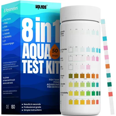Obrázek produktu pro Testovací proužky do akvária, 8 v 1, pro kontrolu kvality vody