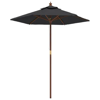 Image de vidaXL Parasol avec mât en bois noir 196x231 cm