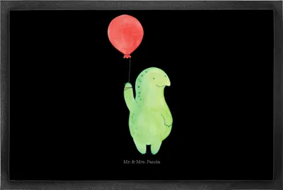Produktbild von Mr. & Mrs. Panda fußmatte Schildkröte Luftballon 50 x 75 cm - Schwarz - Geschenk, Motivationsspruch, Motivation, Schmutzmatte, Jahrmarkt, Bodenvorleger, Schmutzfangmatte