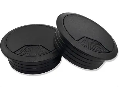 Produktbild von Kabeldurchführung für Möbel - Kabelabdeckung für Schreibtisch - 2 Stücke - Schwarz - Ø 60 mm