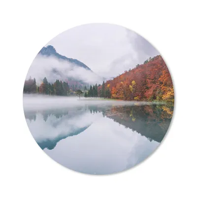 Produktbild von MuchoWow® Mauspad Mousepad Herbst - Nebel - Wasser - Landschaft 30x30 cm - Mousepads - Maus Mat - Pad - Mausunterlage - Tischunterlage - Schreibtischmatten