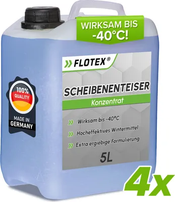 Produktbild von Flotex - Scheibenenteiser 4x5L - Schlierenfreier Enteiser Auto bis -40 Grad