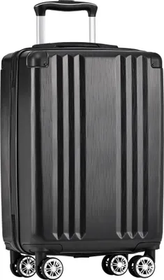 Produktbild von Hartschalen-Koffer, Rollkoffer, Reisekoffer, Handgepäck 4 Rollen, ABS-Material, TSA Zollschloss, 56.5*37.5*22.5, schwarz