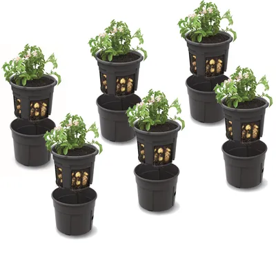 Produktbild von 6x Kartoffel Pflanztopf Blumentopf Set 6 Stk Pflanzkübel für Kartoffeln Kartoffel-Anzuchttopf 28 L, Höhe 32 cm, Potato Topf Korb