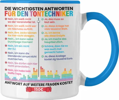 Produktbild von Trendation - Tontechniker Tasse Geschenk Lustiger Spruch Männer Frauen Toningenieur Tonmeister (Blau)