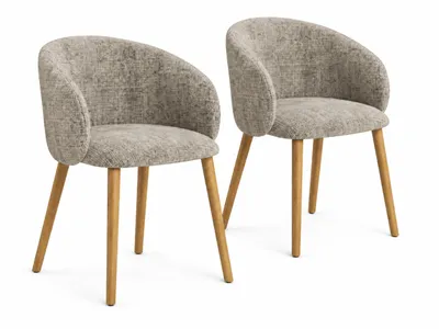 Produktbild von 2er Set Stühle Avelo 57x79x55 cm gepolstert Kübelform Kautschukholz Eiche/Dunkelgrau, KI-generiertes Bild