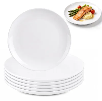 6 Melamin-Dessertteller, 18 cm, weiß, spülmaschinenfest