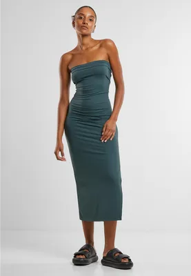 Produktbild von Urban Classics Mittellanges Kleid Damen Ladies Bandeau Midi Dress flaschengrün XL