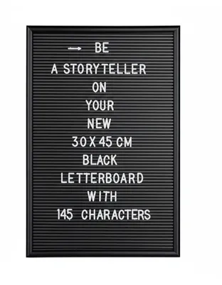 Produktbild von Relaxdays Letterboard, 145 Buchstaben, Zahlen, Sonderzeichen, 45x30 cm, Buchstabentafel zum Stecken, Kunststoff, schwarz