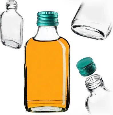 Produktbild von KADAX Flachmannflasche 100 ml mit grünem Verschluss, 1 Stück.